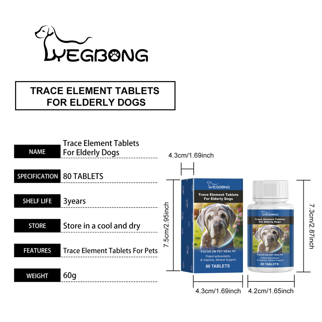 Trace Element Tablets for Senior Dogs Multimineral Supplement for Aging Canines