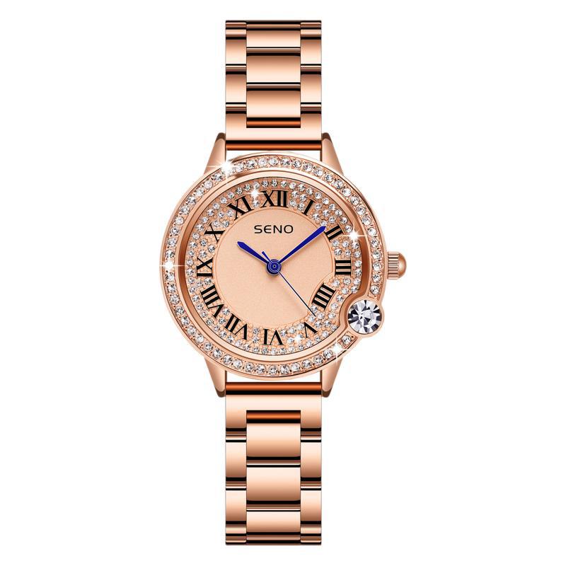 Élégant Quartz Full-Diamond en acier inoxydable Imperméable Femmes Montre