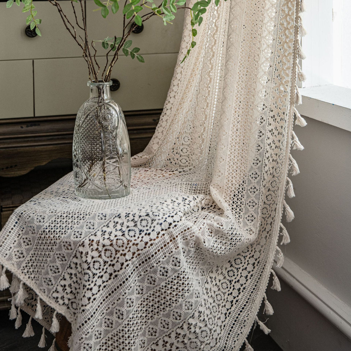 Translucide américain Pays Hollow Crochet Rideau
