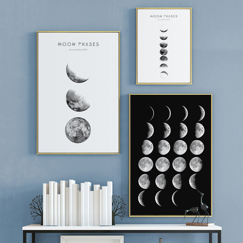 Black and White Solar Eclipse Canvas Print Creative Starry Sky Wall Art