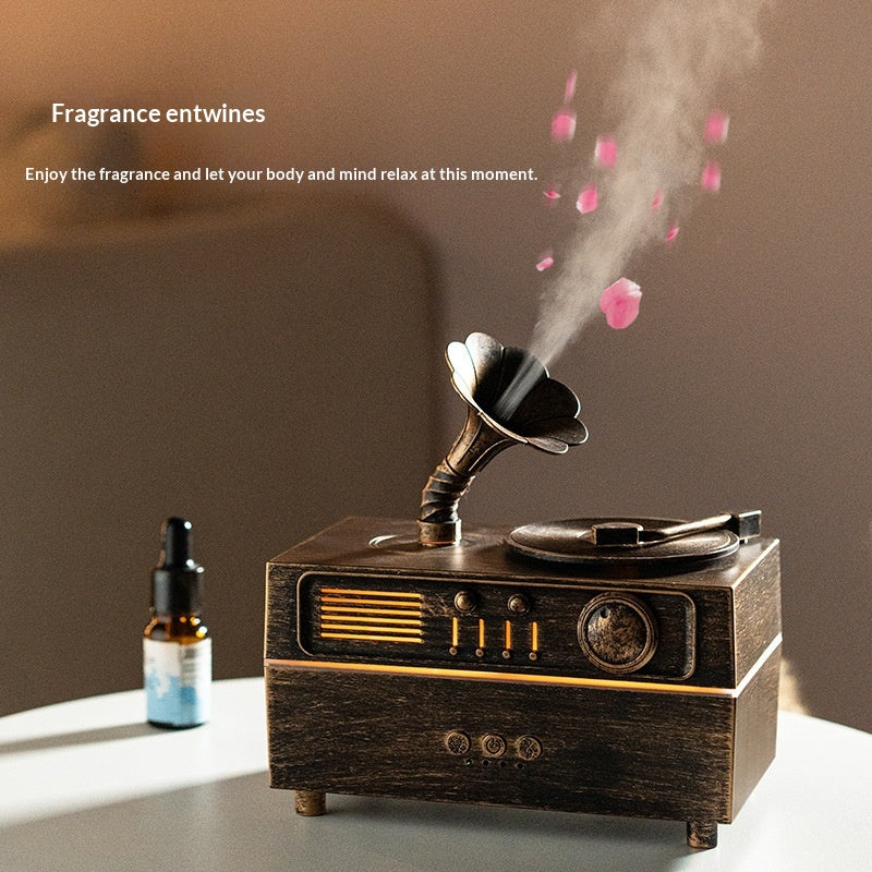 Rétro Rotation Phonographe Aromathérapie Diffuseur Bluetooth Haut-parleur Créatif Piec décoratif