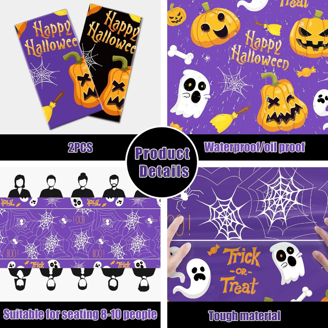 Halloween nappe en plastique 2 pack de couverture de table jetable pour Halloween Party Decor