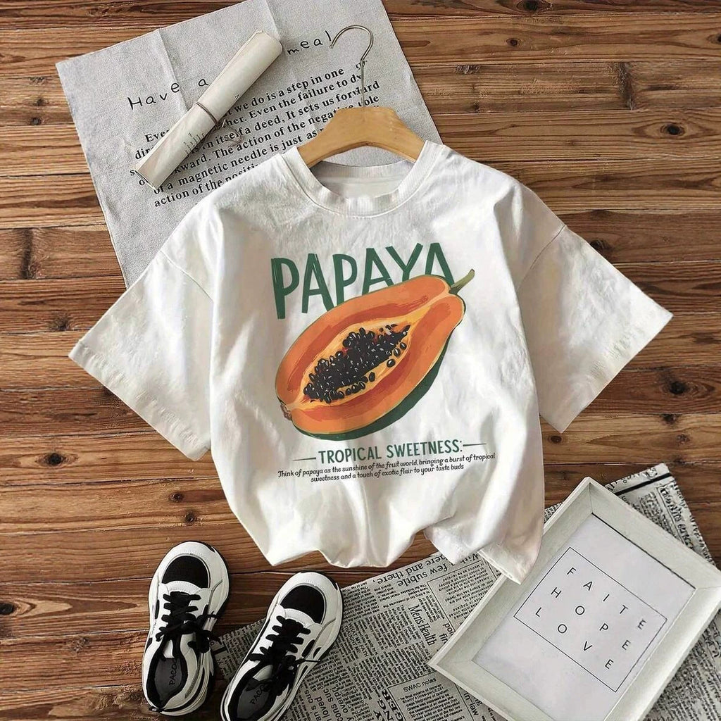 T-Shirt femme imprimé à la main Papaya