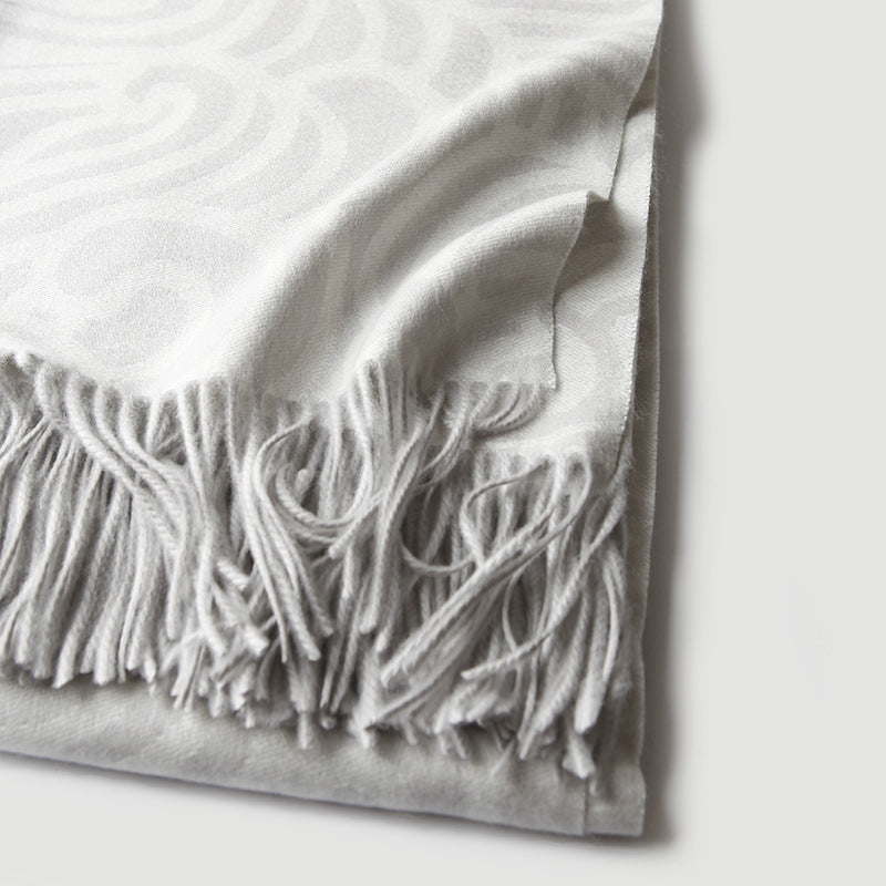 Cashmere double face Jacquard Cashmere avec un design Cloud pour usage domestique