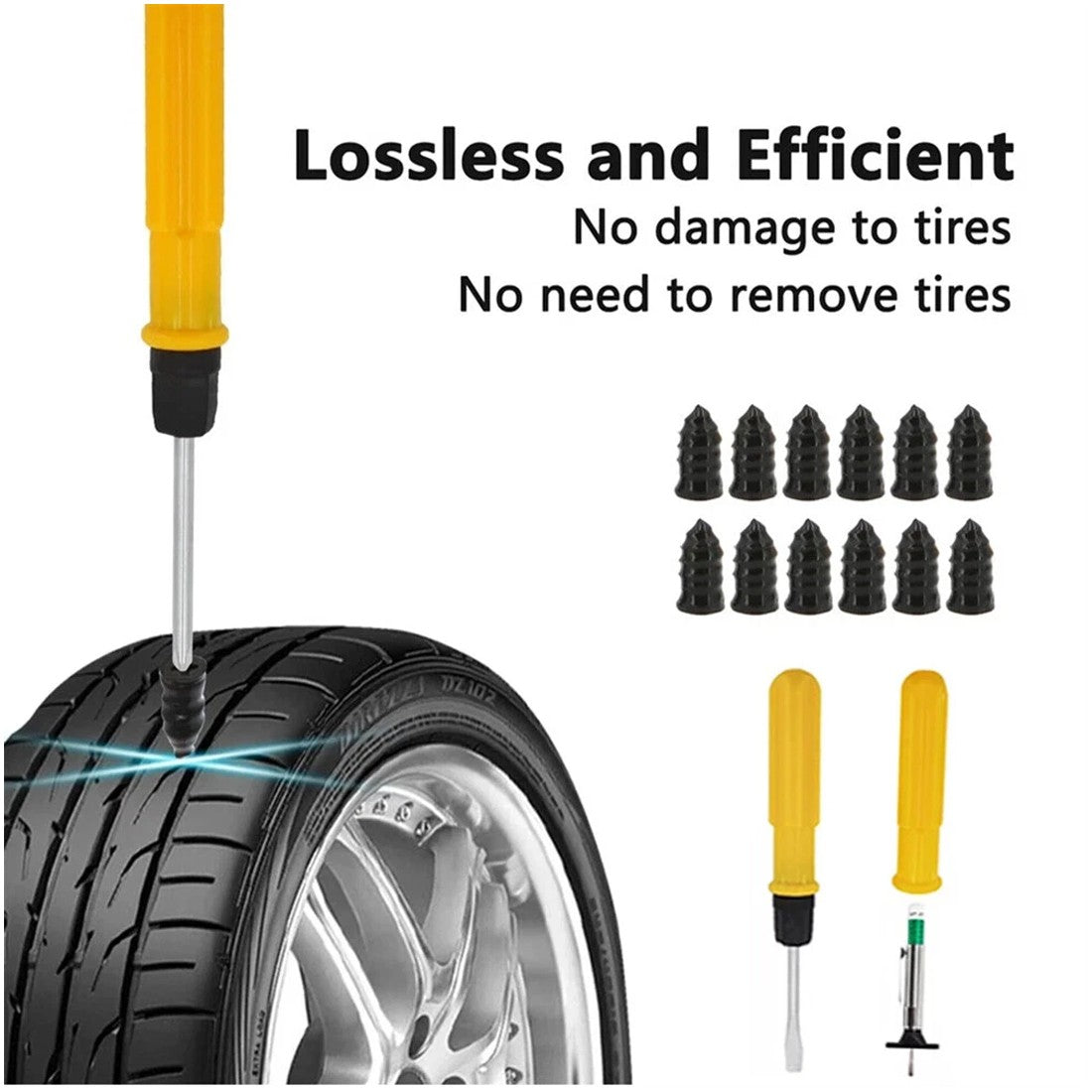 Kit de réparation de pneus 65 pièces pour voitures