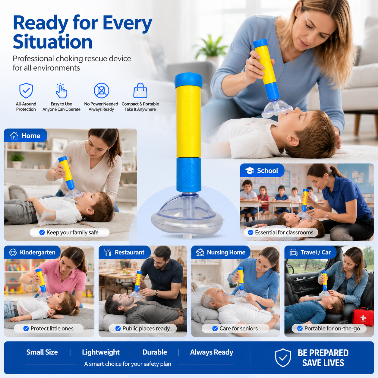 Kit de sauvetage d'urgence pour dispositif anti-choking Masque de voie aérienne certifié pour enfant Heimlich Maneuver