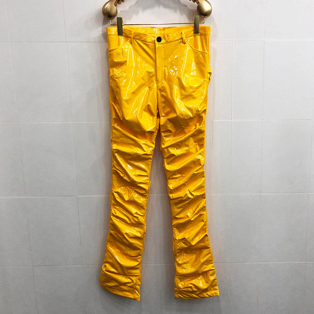 Mirror Fit pleed Flare Pantalons en cuir pour hommes et femmes