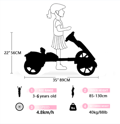 12V Pédale électrique pour enfants Go Kart