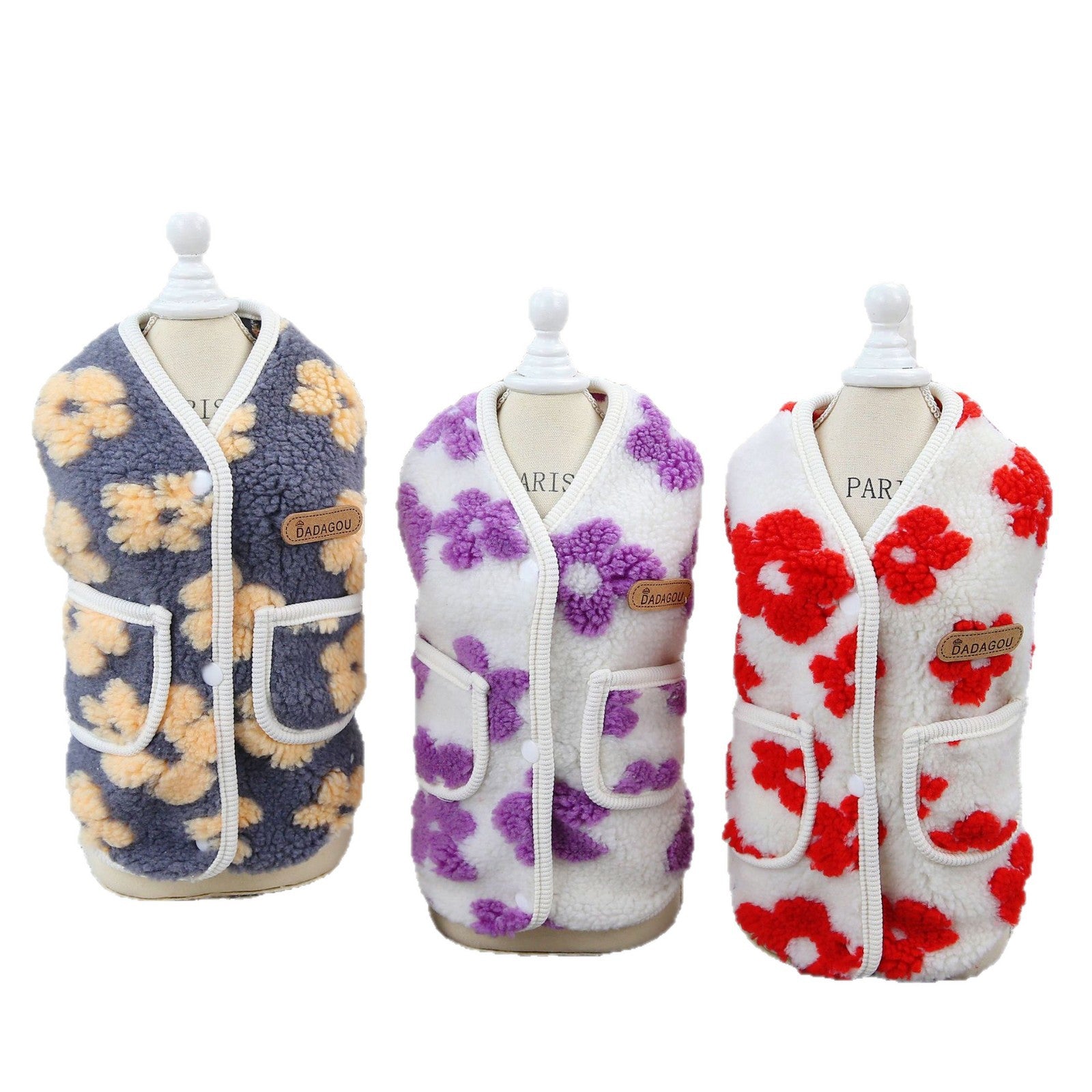 Vêtements de chat pour animaux d'hiver en velours de fleur de cinq-pieds