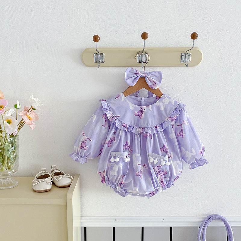 Bébé fille Triangle Rompers robe violette