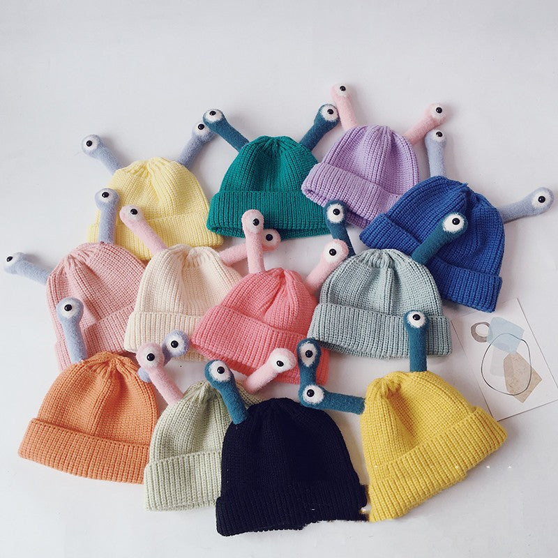 Pure Color Korean Version Ins va appeler la grenouille chapeaux tricotés enfants