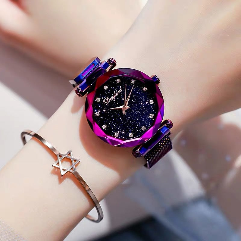 Starry Sky Lady Trendy Montre Quartz à aimant imperméable