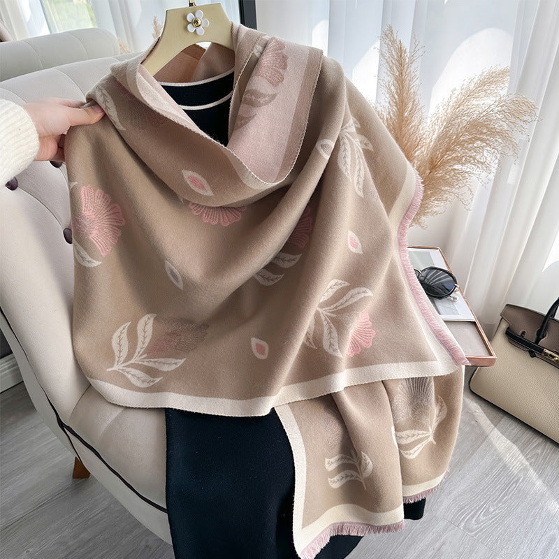 Châle simple de cachemire-feel féminin avec impression florale