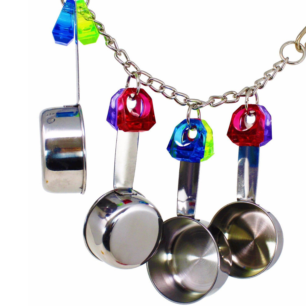 Jouet à cordes en acier inoxydable à quatre pots de perroquet