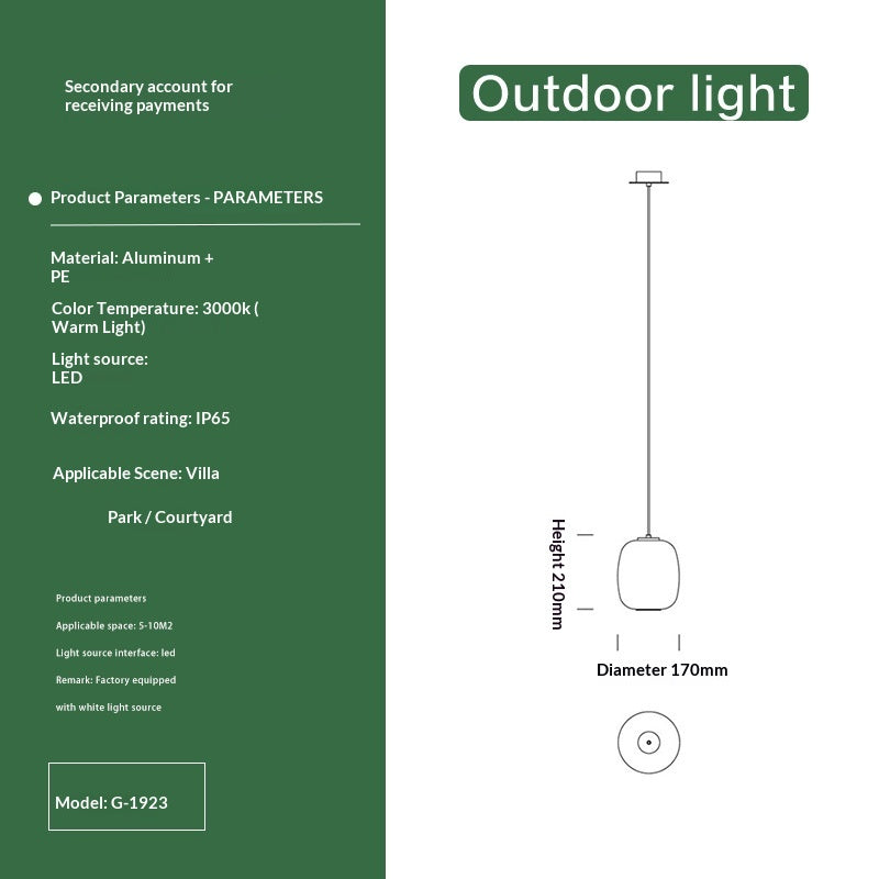 Outdoor Courtyard Dining Table Landscape Decorative Pendant Lamp