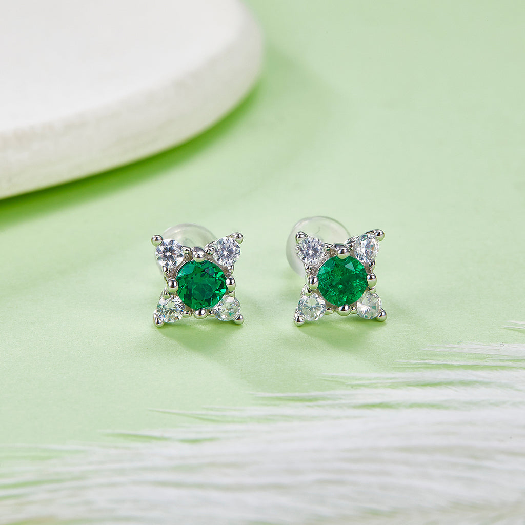 S925 Boucles d'oreilles Sterling Silver Star Flower Stud