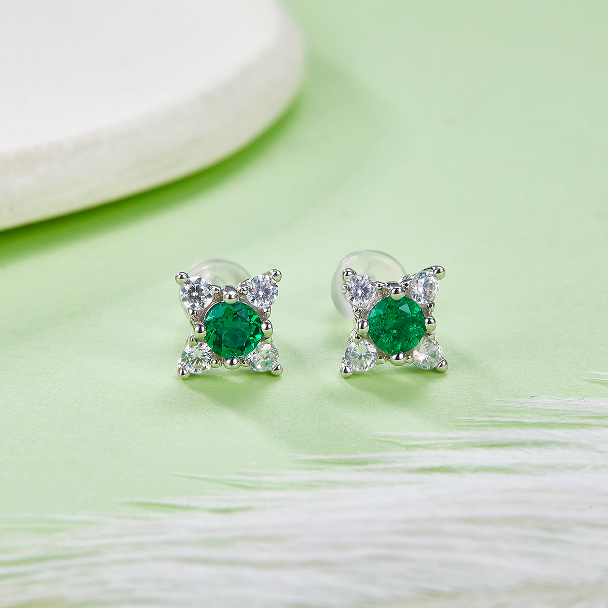 S925 Boucles d'oreilles Sterling Silver Star Flower Stud