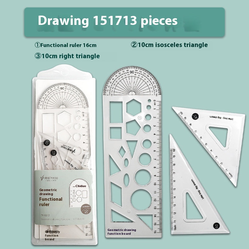 Youpai Ruler Sets Dessin acrylique transparent Protracteur carré quatre pièces