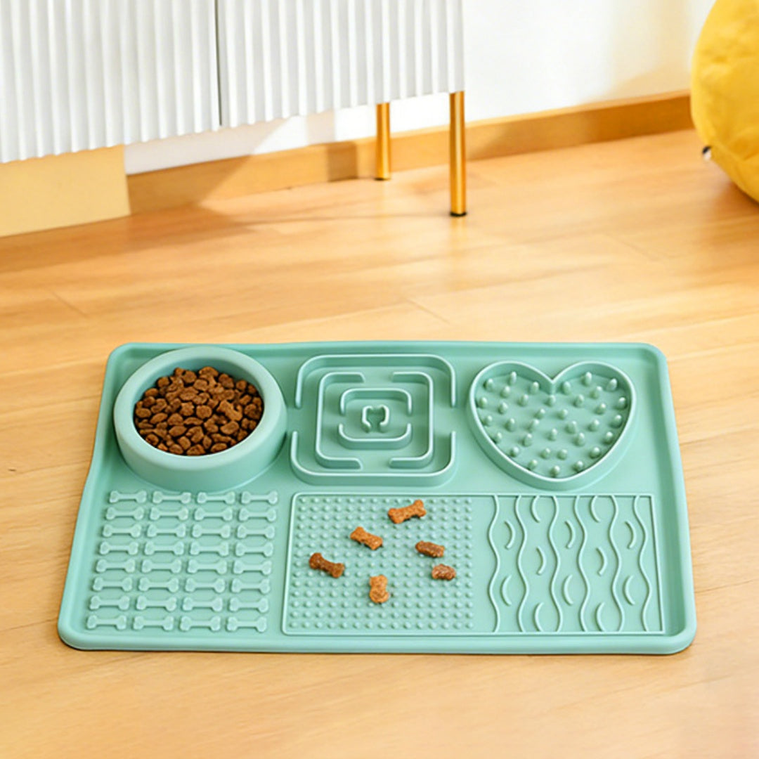 Bol d'alimentation multifonctionnel pour animaux de compagnie en silicone couleur solide