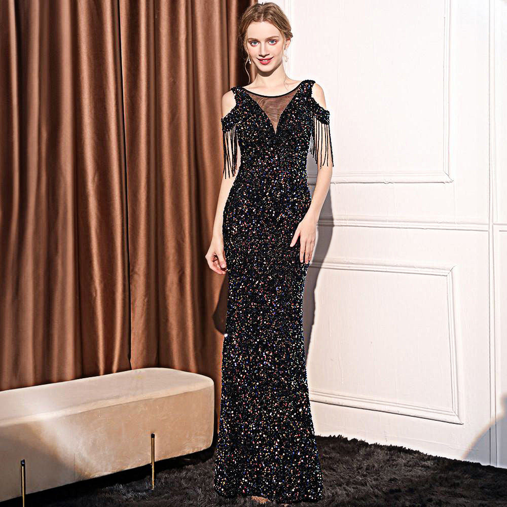 Robe de queue de poisson mince longue paille