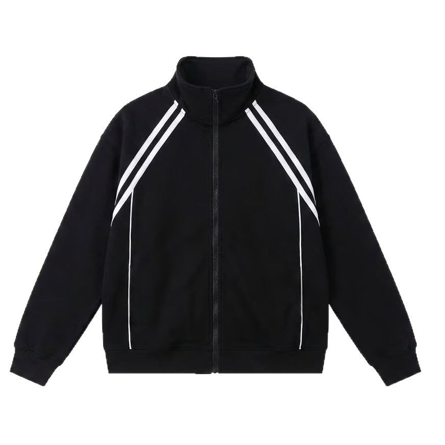 Style américain Vintage Sporty Stand-collar Zip-up Cardigan Hoodie Unisex Design
