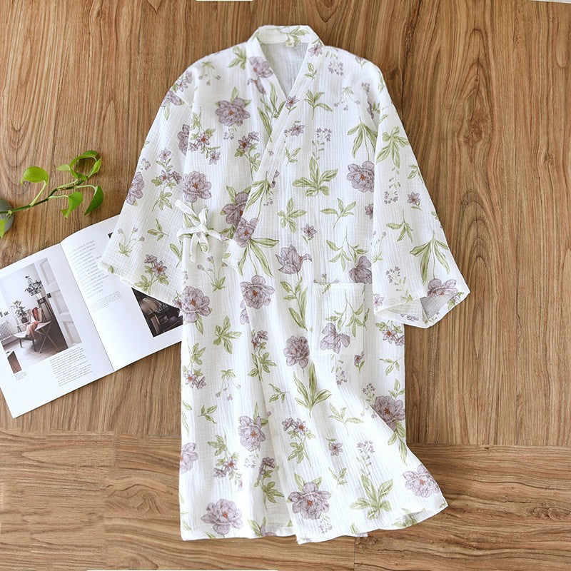 Women's Gauze Kimono Robe and Nightgown