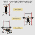 Soozier Squat Rack avec barre de traction et barre Barbell réglable de banc presse multi-fonction