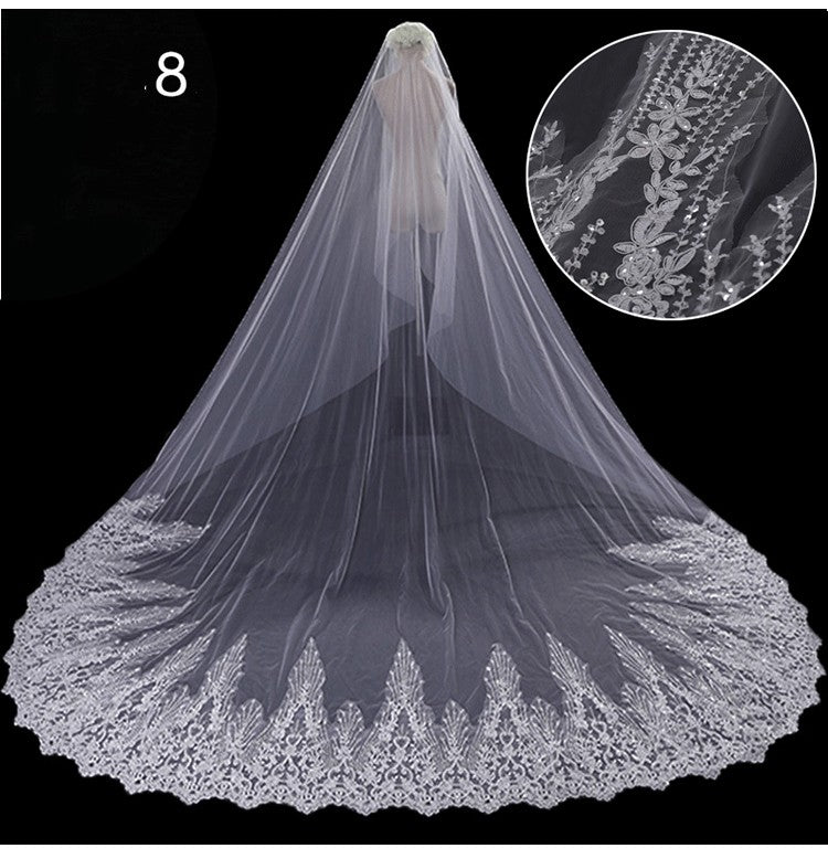 Robe de mariée Long Tail Luxury Super Fée Veil de mariage