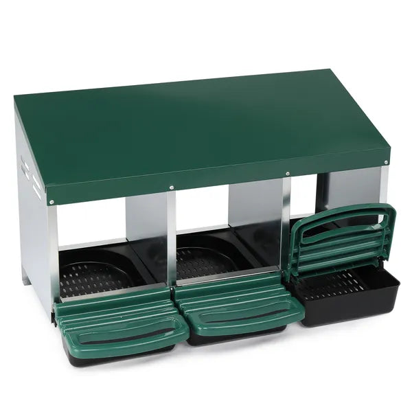 3 Compartiment Roll Out Chicken Nesting Box avec panier en plastique