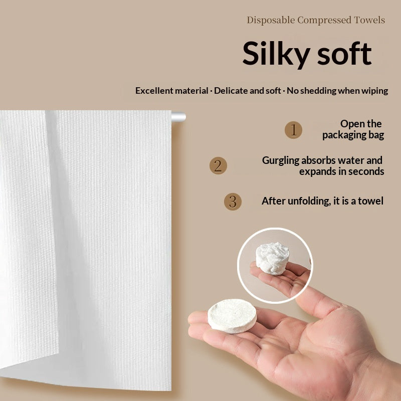 Petite serviette en coton jetable comprimé avec emballage individuel transparent