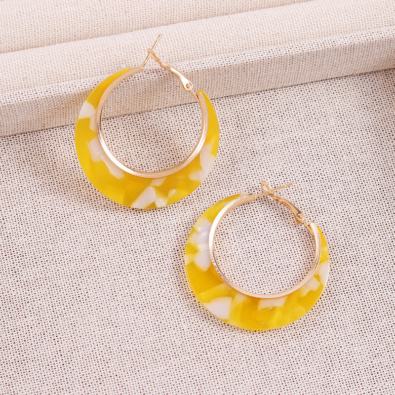 Designer Inspired Couleur Block Acétate Large C Boucles d'oreilles Acrylique Stud
