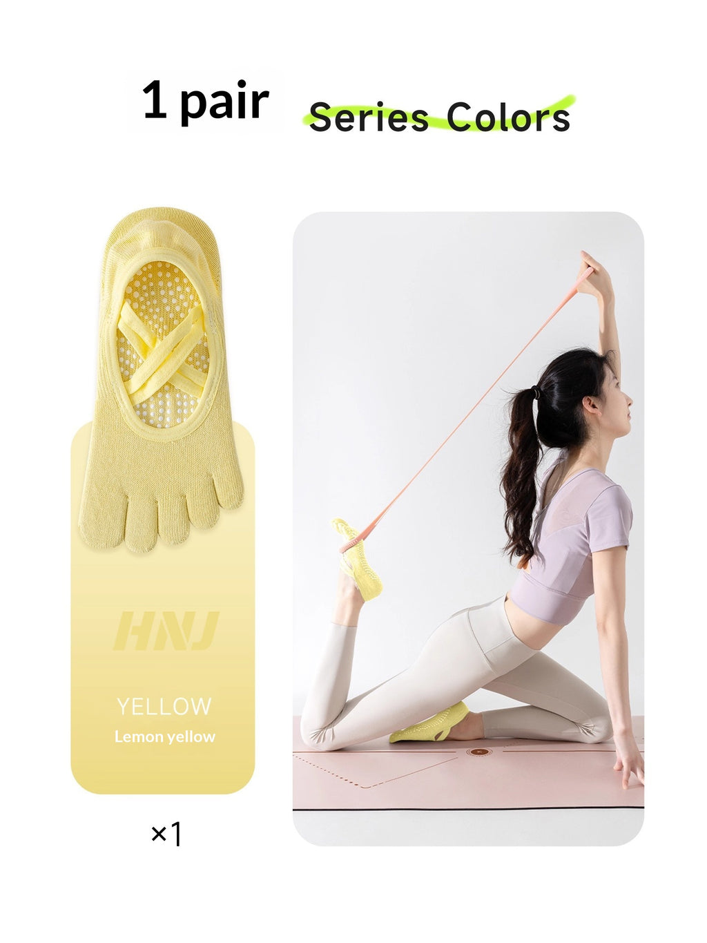 Chaussettes de yoga professionnelles de sport d'intérieur pour femmes Chaussettes de séparation des orteils à cinq pieds