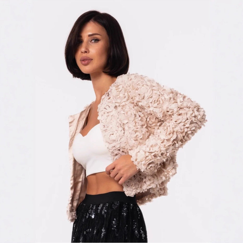 Femmes Veste courte texturée Vêtements de dessus occasionnels