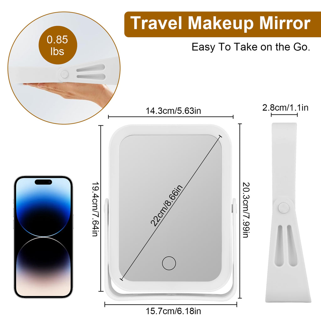 1Pc 10X miroir de maquillage lumineux grossissant Double côté miroir de maquillage de voyage avec 3 lumière Co