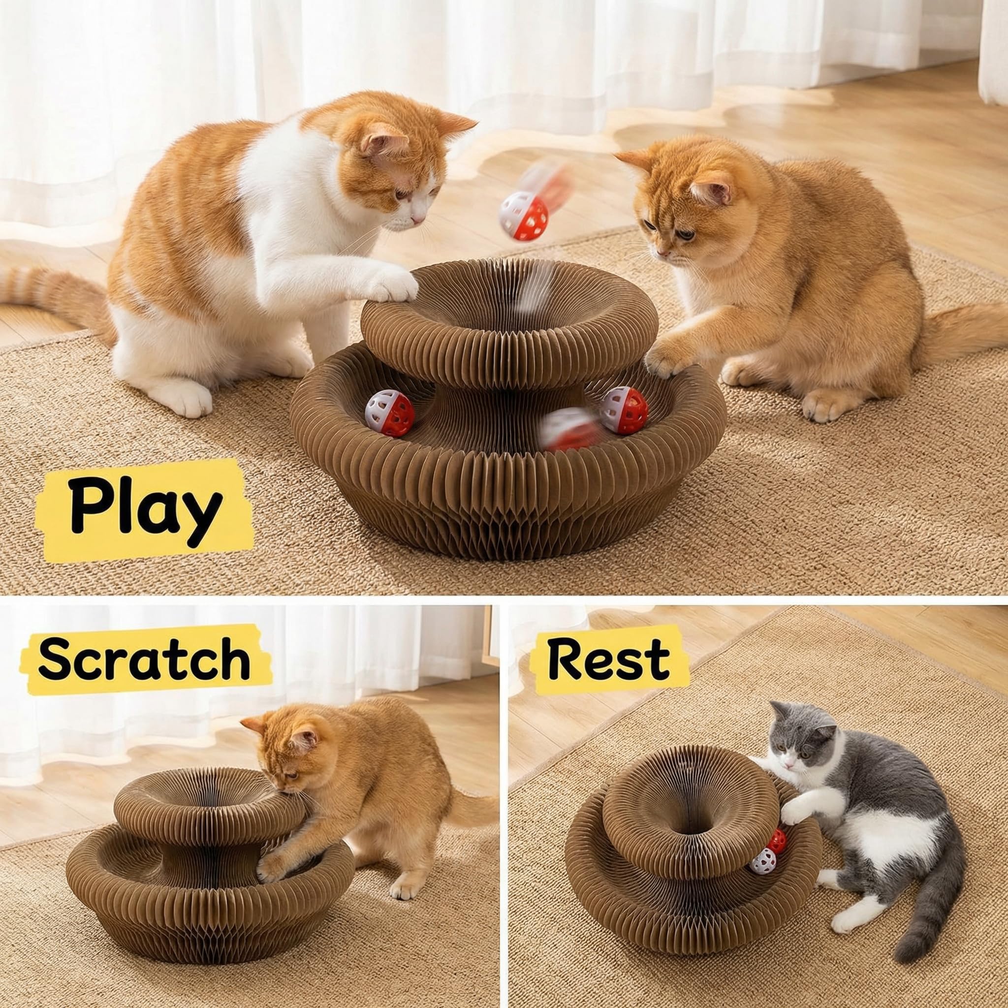 Jouet de chat,Tambour de chat Magic Organ, Jouet d'accordéon de chat recyclable pliable,Interactif