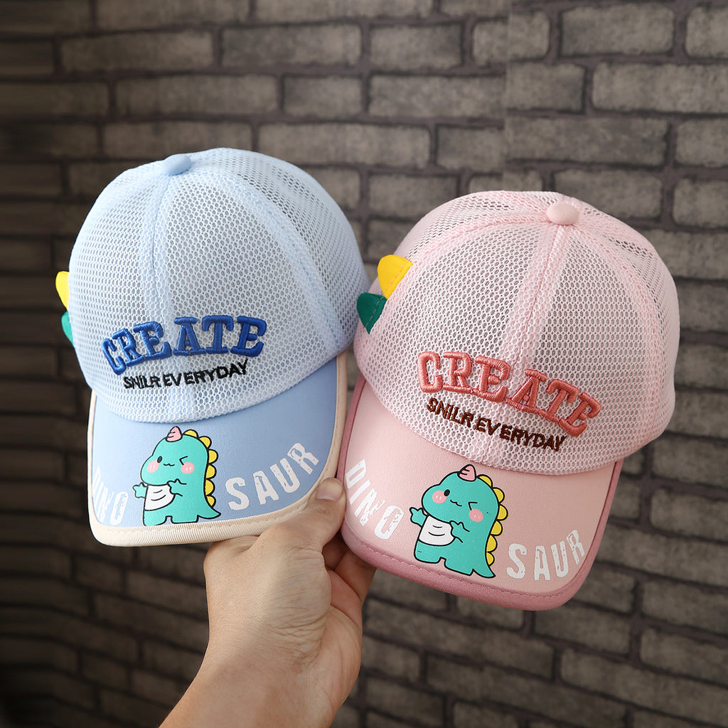 Été Imprimé vert Dinosaure Boys' and Girls' Baseball Cap avec des lettres brodées Et F