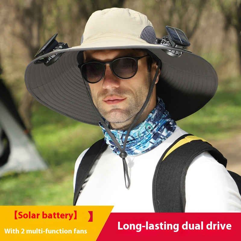Chapeau de soleil large brim d'extérieur avec ventilateur solaire grand brim ventilateur solaire de pêche extérieure chapeau solaire USB