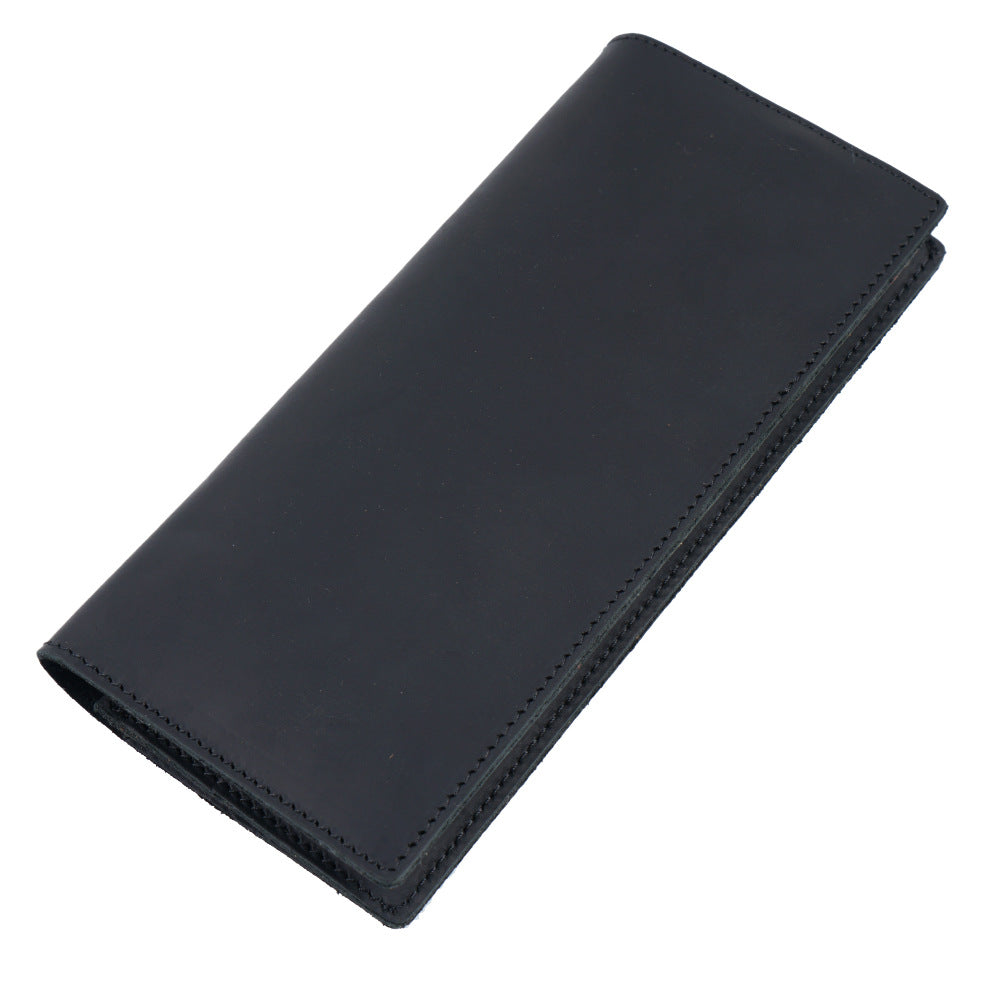 Retro Crazy Horse Leather Long Wallet Hommes Véritable Leather Business