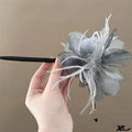 Mesh Flower and Feather Hair Stick pour les femmes style ancien ornementation de cheveux