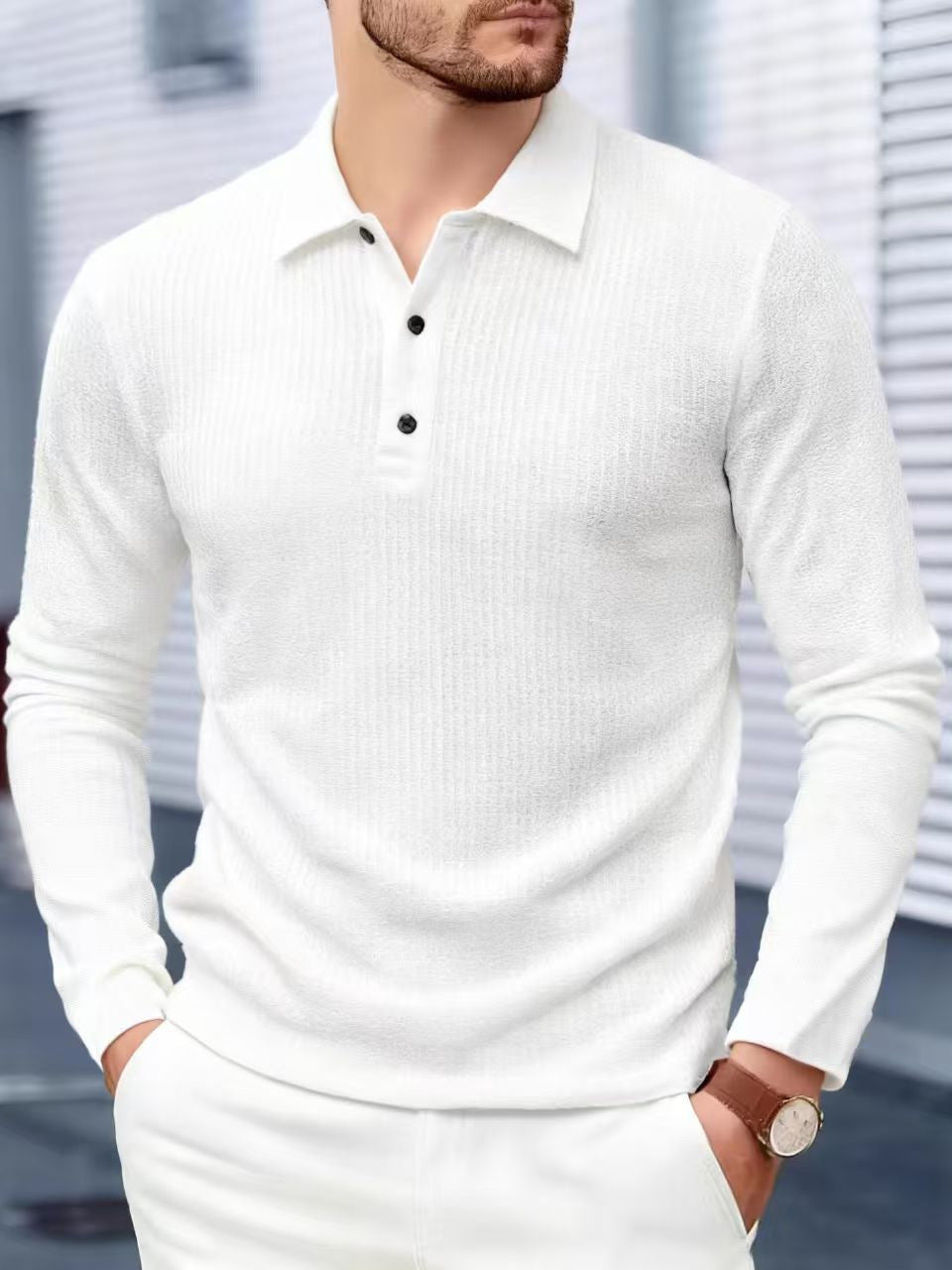 Chemise Polo casual homme à manches longues