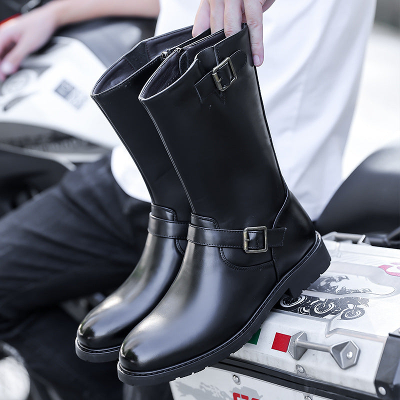 Bottes de moto à zip latéral pour hommes