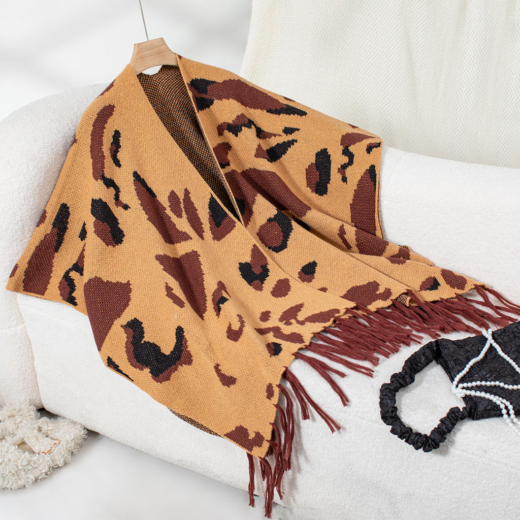 Driszle-Color Leopard-Imprimer Tasse tricotée CapeSholder Wrap pour les femmes