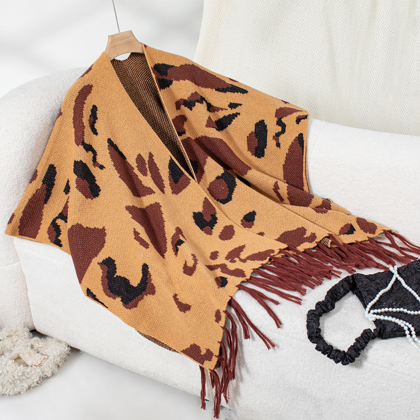 Driszle-Color Leopard-Imprimer Tasse tricotée CapeSholder Wrap pour les femmes
