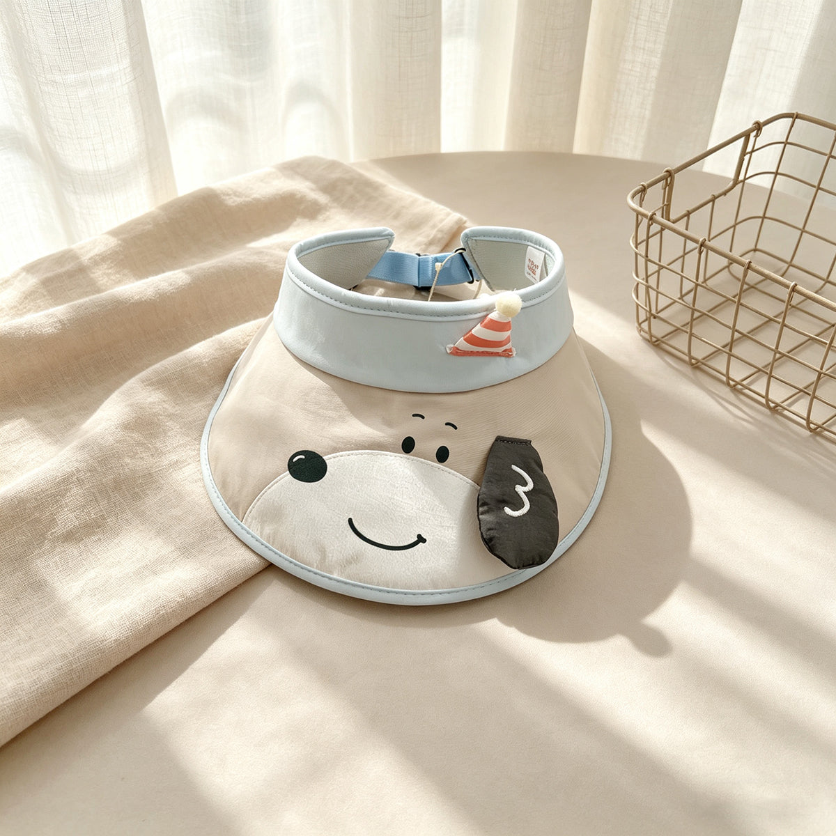 Animal de dessin animé pour enfants imprimé mignon réglable casual large bordé chapeau de soleil approprié pour