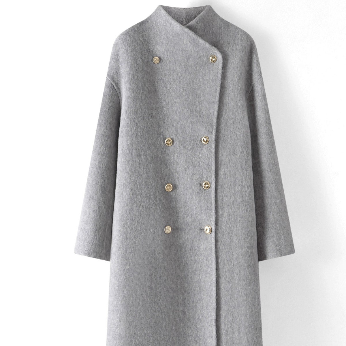 Manteau de cachemire à double face de taille moyenne pour femmes
