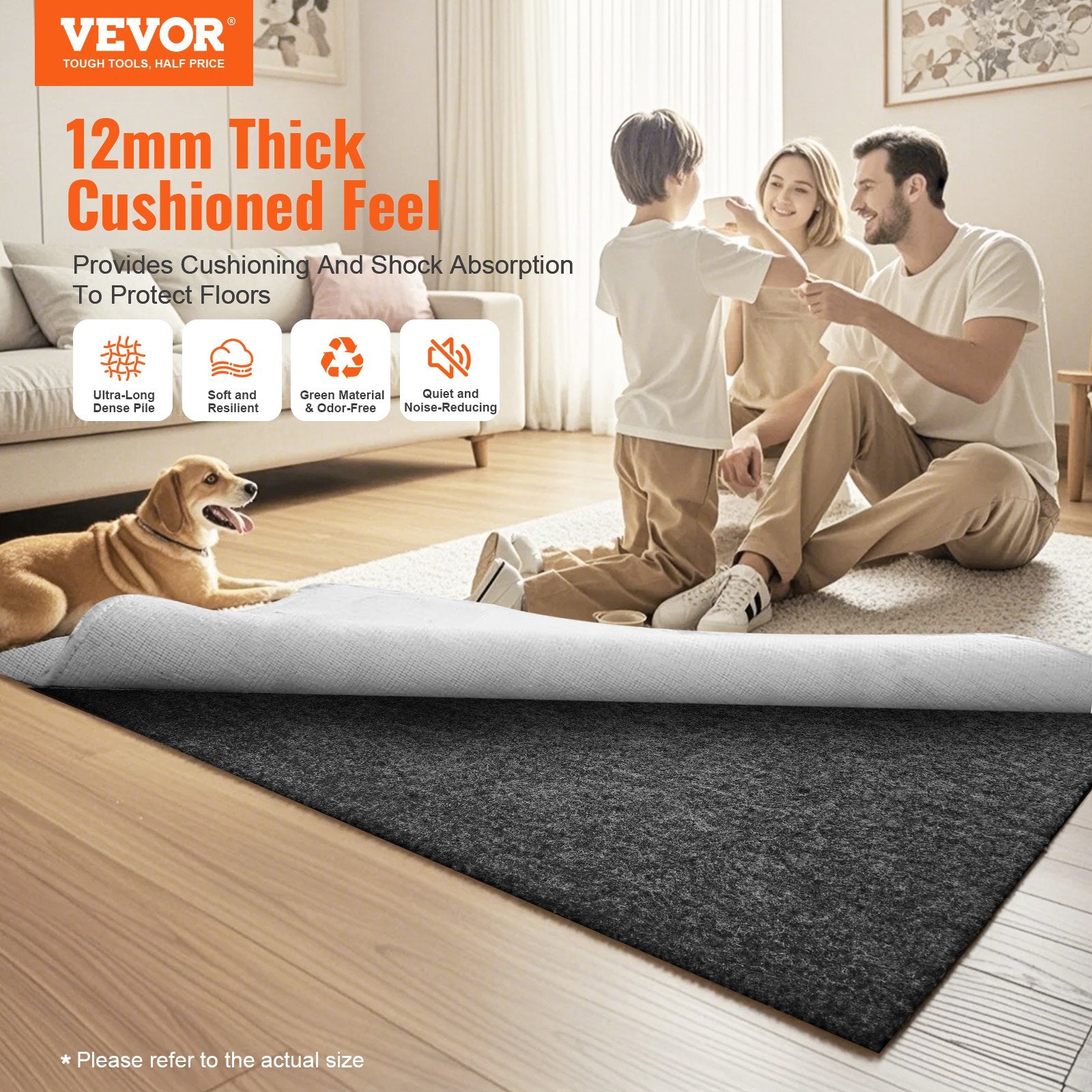 Gripper rug Pad VEVOR 4X6Papillon protecteur 0,47 Épaisseur pour tous les étages