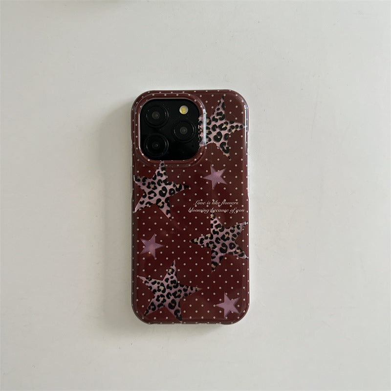 Double couche demi-paquet Polka Dot Phone Case XINGX Leopard Imprimé housse de protection