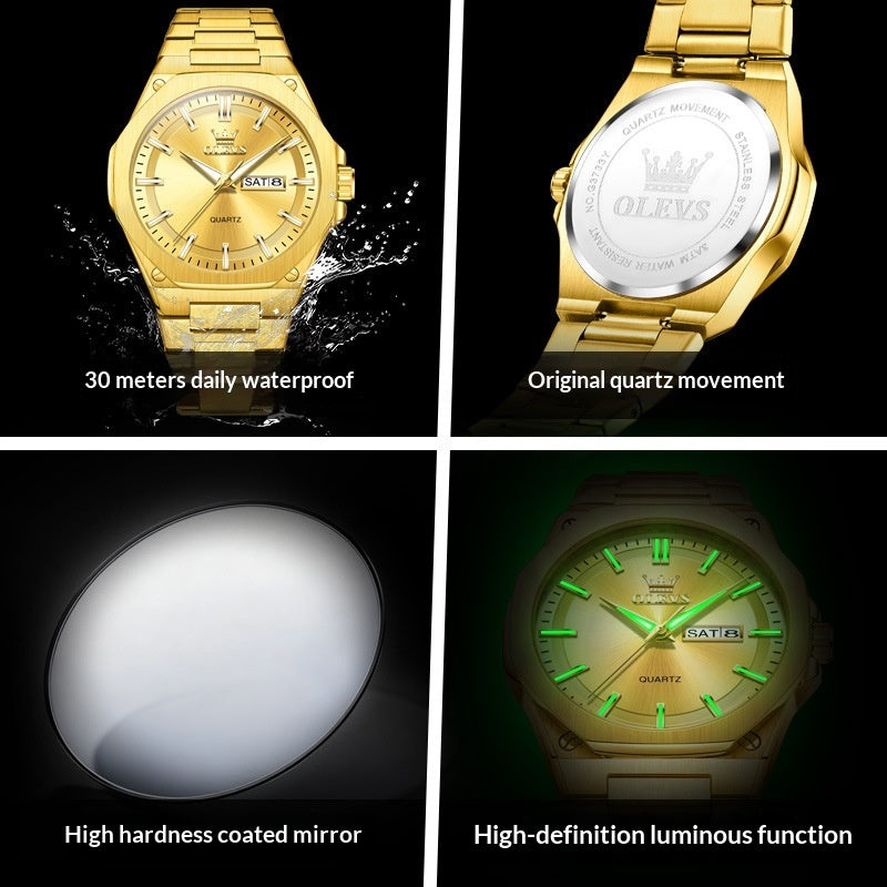 Montre Quartz homme double date imperméable
