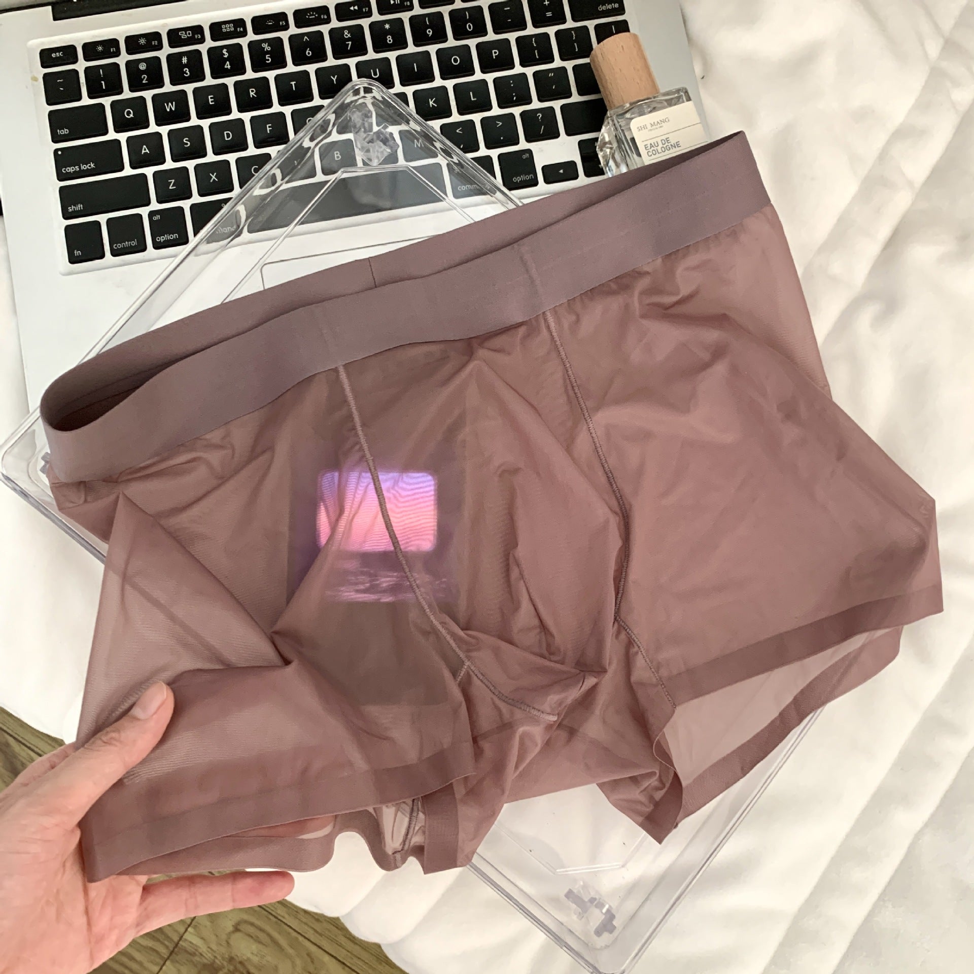 20D Ice Silk Nude Feel Seamless Boxers sous-vêtements homme transparent ultra-mince