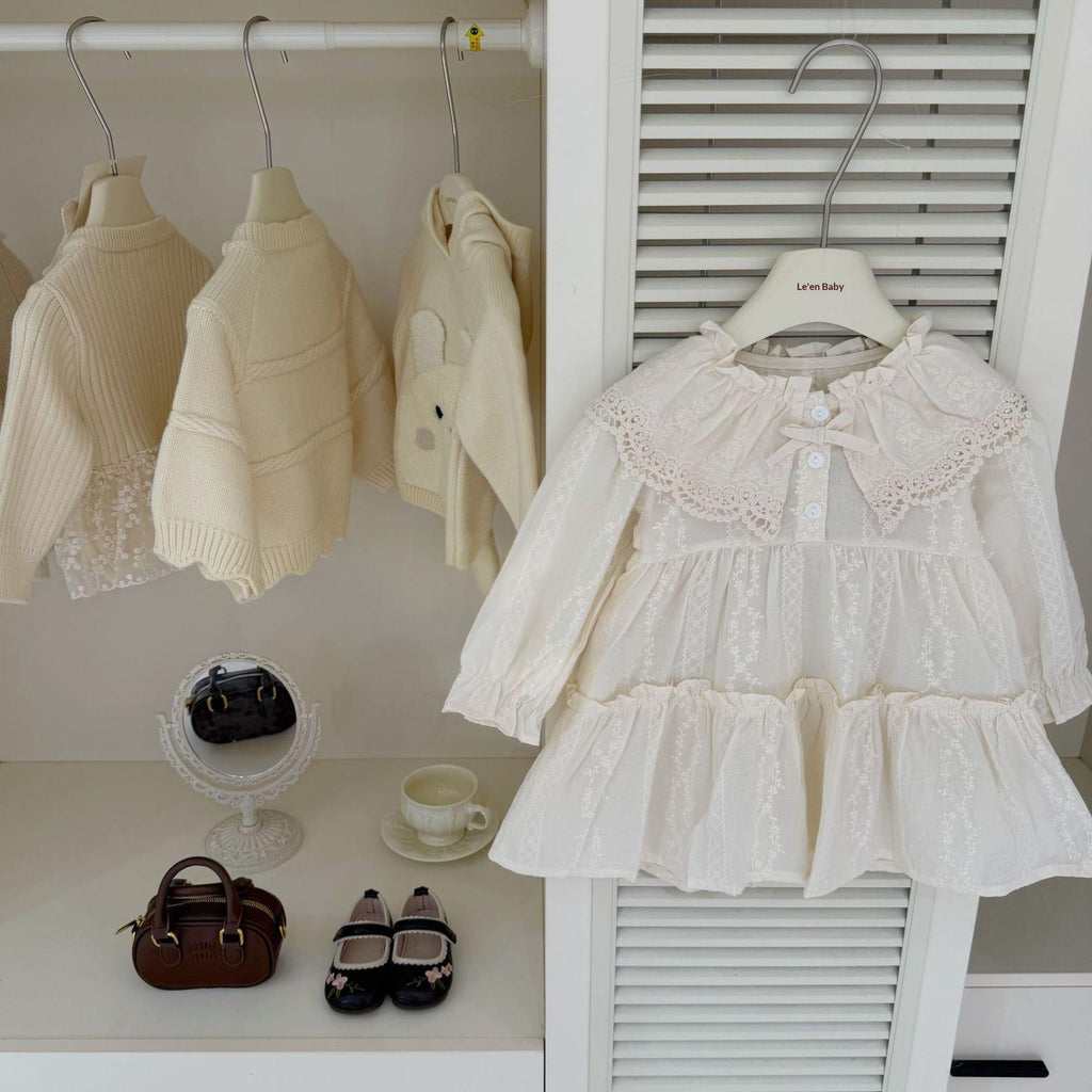 Filles Robe Hollow-Out et Vest deux pièces ensemble